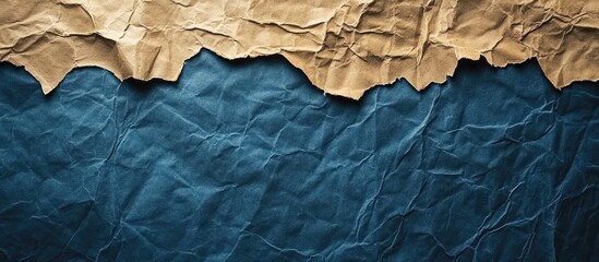 Poster - crumpled textured paper background with brown and dark blue sections ideal for design projects with 