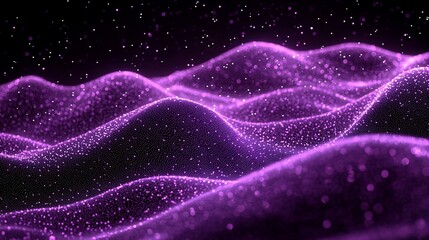 Leinwandbilder - Purple particle wave abstract background, digital art