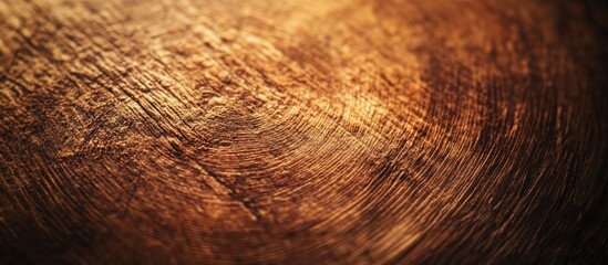 Poster - Close-up view of polished wooden surface with circular grain patterns rich in warm brown tones and texture Copy Space