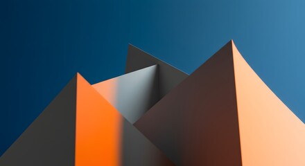 Poster - Abstract Orange Gray Geometric Shapes   
