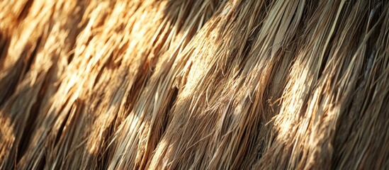 Poster - Natural dry straw texture with sunlight reflections, warm tones, and organic lines, suitable for background or textile design, Copy Space.