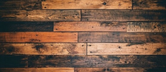 Poster - Wooden Plank Wall Texture with Varied Brown Tones for Background or Design Use Copy Space