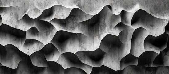 Poster - Abstract textured background of layered gray and black waves with shadows and highlights creating a modern design. Copy Space.