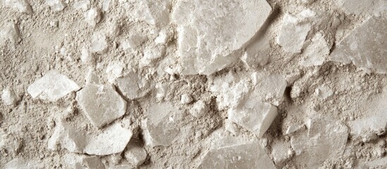Poster - Natural light beige textured background of crushed stones and powder with scattered debris and small particles, ideal for surface design Copy Space