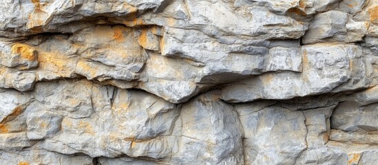 Poster - Textured rock surface with layered gray and orange hues suitable for background use and design elements. Copy Space
