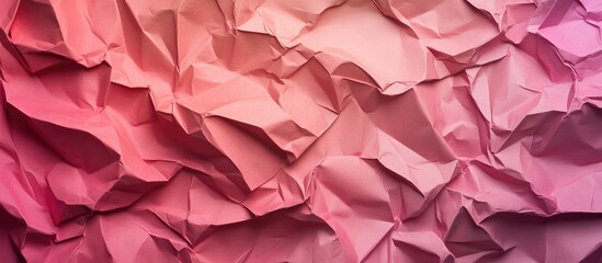 Poster - Crumpled textured paper background in gradient shades of pink suitable for various design applications Copy Space