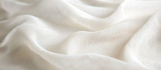 Poster - Soft white fabric texture with natural folds and drapes suitable for background or textile design Copy Space
