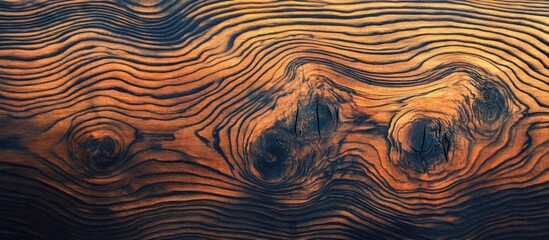 Poster - Wood grain texture with rich brown tones featuring unique knots and swirling patterns suitable for background or design use Copy Space