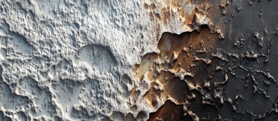 Poster - Textured surface with contrasting colors of cream, brown, and black, resembling abstract natural formations, ideal for backgrounds and patterns. Copy Space