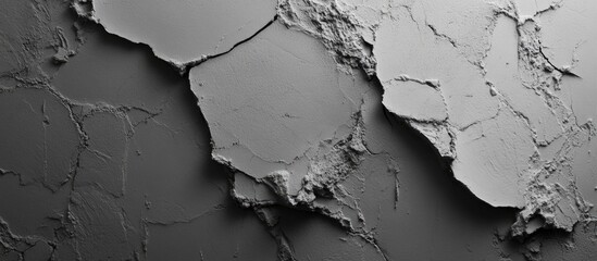 Poster - Cracked gray wall surface texture with peeling paint and rough details for background design with Copy Space