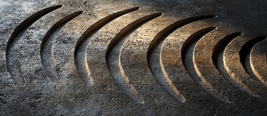 Poster - abstract texture of wave patterns carved into rough surface with shadows and highlights, suitable fo