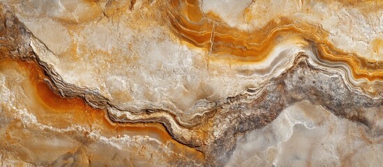 Poster - Natural stone texture surface with layered patterns in orange and beige hues suitable for backgrounds or design purposes Copy Space