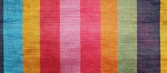 Poster - multicolored striped fabric texture with vibrant hues of blue, yellow, pink, orange, green, and grey
