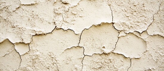 Poster - Textured cracked wall surface with peeling paint in neutral tones suitable for backgrounds or design projects Copy Space
