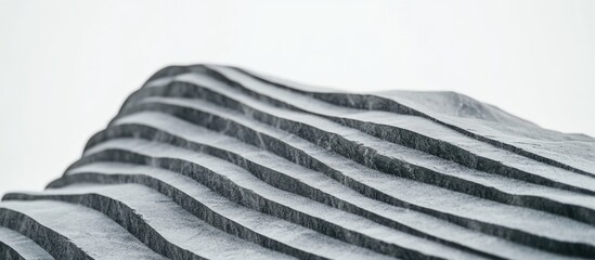 Poster - Abstract textured surface of layered stone with wavy grooves and lines against a light background suitable for various design uses