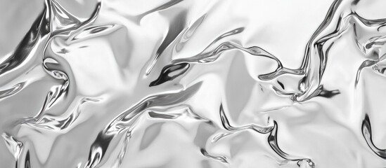 Poster - Metallic silver foil texture with abstract wrinkled design suitable for backgrounds or artistic applications Copy Space