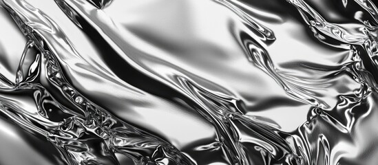 Poster - Silver metallic texture with rippled surface and reflective quality suitable for background design and abstract art Copy Space