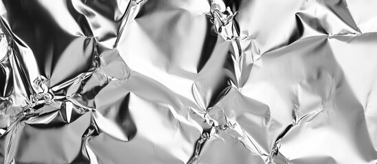 Poster - Crinkled aluminum foil texture background with reflective surface and abstract patterns suitable for various design uses