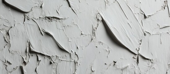 Poster - Textured abstract wall surface with thick gray plaster and uneven layers creating a modern artistic background Copy Space