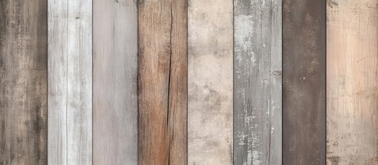 Poster - Wooden Plank Background Textures in Various Shades of Brown Grey and White with Copy Space for Text Usage
