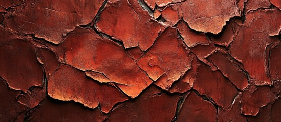 Poster - Cracked textured surface with deep red and brown tones suitable for backgrounds and design elements with Copy Space