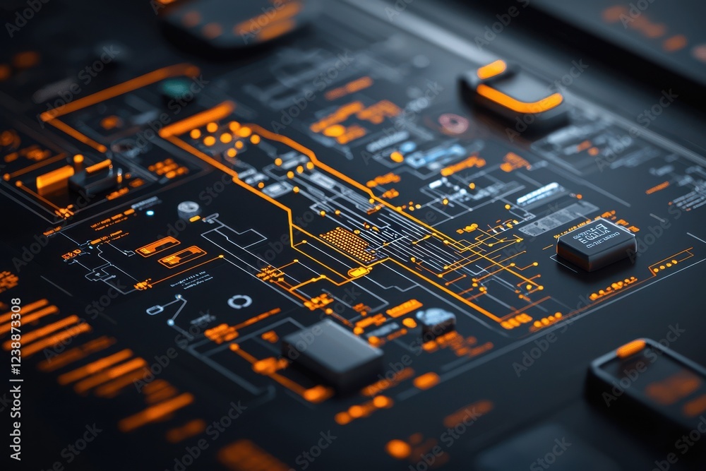 Intelligent Hub Layout Tech hub layout for autonomous electric vehicle control centers Stock ...