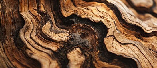 Poster - Texture of aged wood with intricate patterns and natural colors close-up, suitable for backgrounds and design elements, Copy Space