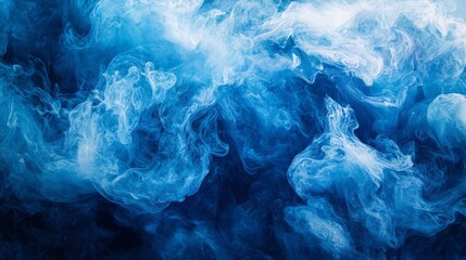 Aufkleber - Ethereal blue mist spirals through the air, gently floating above calm waters, creating a serene ambiance that captivates the senses as twilight descends