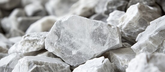 Poster - Close-up of rough grey stones and rocks textured surface with a natural background and Copy Space for text placement