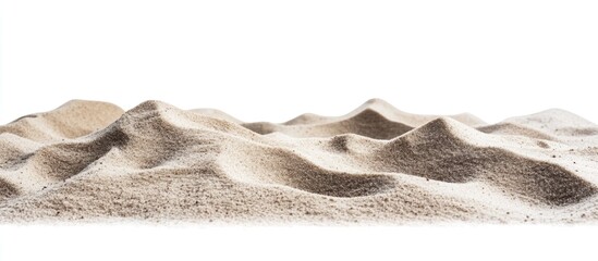 Poster - Sand dunes shaped by wind on a white background with texture details and Copy Space for text placement