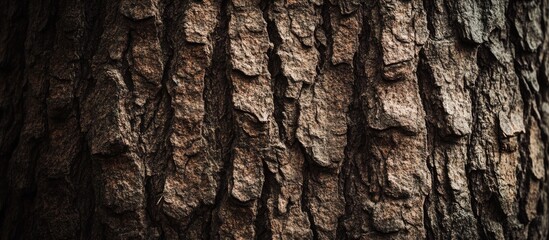 Poster - Natural texture of rough tree bark with deep grooves and irregular patterns for natural backgrounds Copy Space