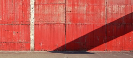 Poster - Red concrete wall with shadow and textured surface suitable for backgrounds and design elements Copy Space