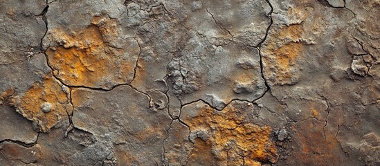 Poster - Rusty Cracked Metal Surface Texture with Orange and Brown Details
