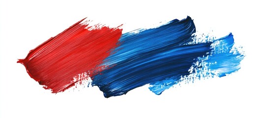 Wall Mural - Abstract paint strokes in red and blue on white background suitable for graphic design applications Copy Space