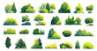 © ssstocker - Flat bushes. Green summer plants shrubbery tree, environment landscape eco element for park forest set vector illustration