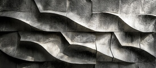 Poster - textured abstract wall with wavy patterns in monochrome shades, highlighting depth and shadows, suit