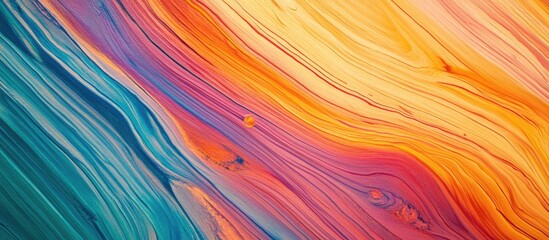 Poster - Colorful abstract fluid art background with vibrant swirls and patterns in orange, blue and purple tones suitable for various applications Copy Space