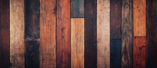 Poster - Wooden Plank Background Texture Featuring Various Shades and Patterns with Copy Space