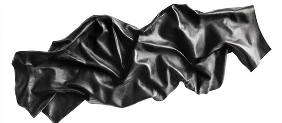 Poster - Crinkled black leather texture on a white background with copy space for text or design elements