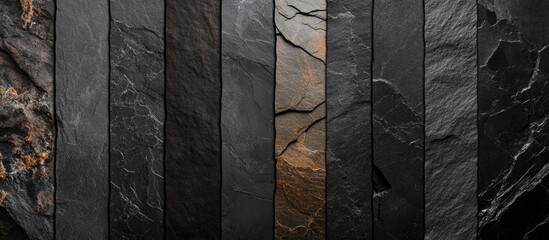 Poster - Vertical strips of various textured dark stones with subtle color variations