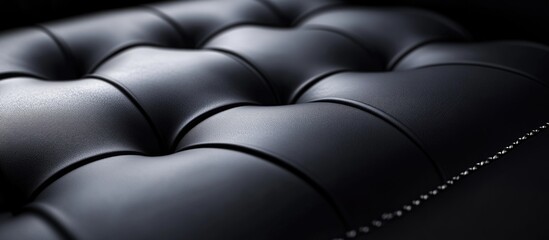 Poster - Close-up of luxury black leather upholstery texture with button tufting details