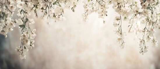 Poster - Floral branches hanging against a soft blurred background with ample copy space