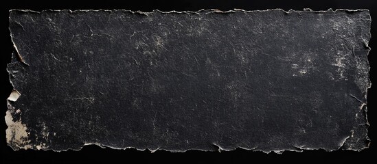 Poster - Black textured vintage torn paper sheet isolated on black background