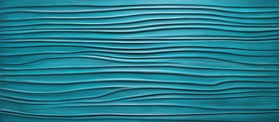 Poster - Textured pattern with wave-like grooves in a turquoise color background suitable for interior design and abstract art. Copy Space