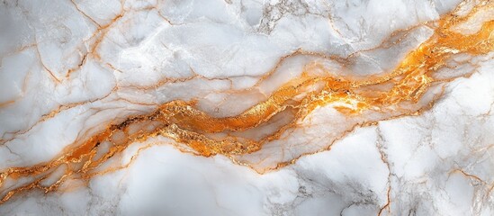 Poster - High-resolution marble texture with golden veins and white background suitable for backgrounds and surfaces with ample Copy Space