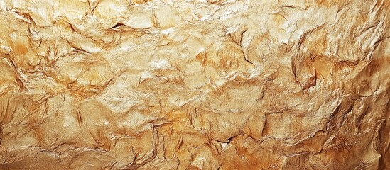 Poster - Textured golden wall surface with crumpled appearance and subtle variations in color and shine suitable for background design. Copy Space
