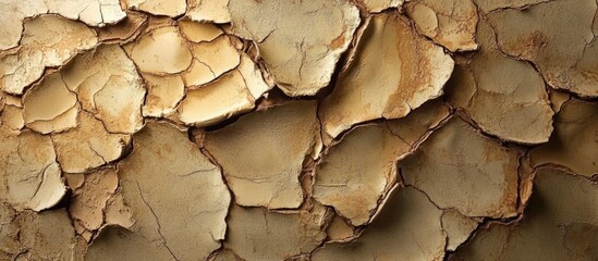 Poster - Cracked and Peeling Textured Surface Background with Warm Earthy Tones and Copy Space for Design Elements