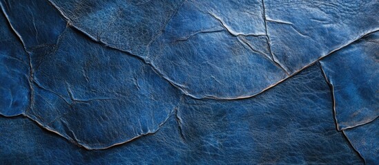 Poster - Blue leather texture background with visible creases and natural imperfections. Suitable for design and textile projects. Copy Space.