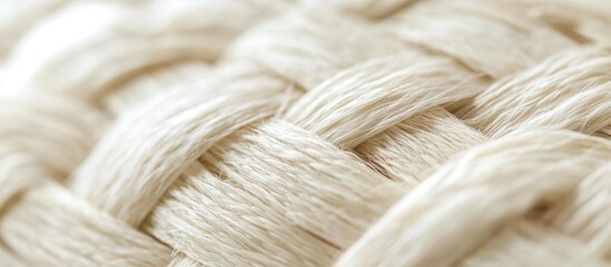 Poster - Close-up view of woven natural fibers showing intricate texture and pattern with soft lighting, ideal for backgrounds and textile design, Copy Space