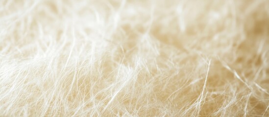 Poster - Close-up texture of soft fluffy white fibers on a neutral background with natural lighting and Copy Space